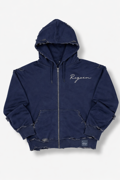 Requin Boxy Zip Hoodie – Midnight Navy
